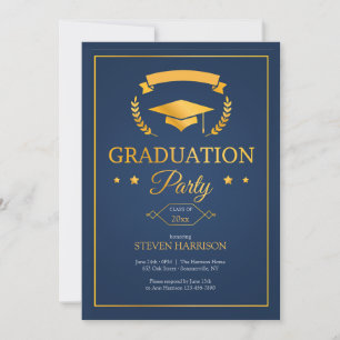 Invitation Graduation Party Bleu et Or