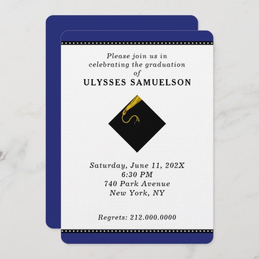 Invitation Graduation Party Blue (Devant / Derrière)