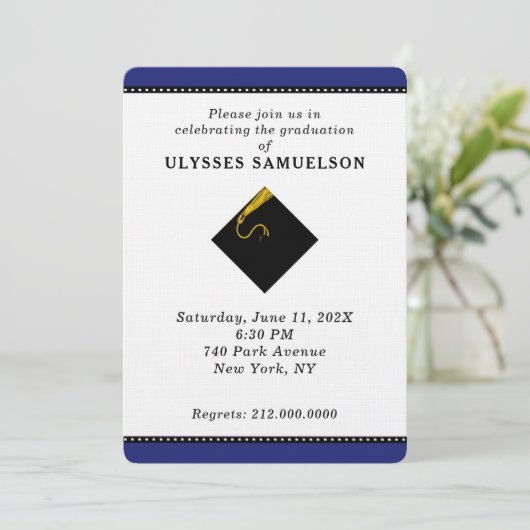 Invitation Graduation Party Blue (Debout devant)