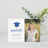 Invitation Graduation Party Blue Gold Casquette Tassel Invita (Debout devant)