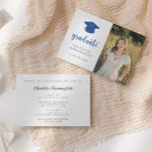 Invitation Graduation Party Blue Gold Casquette Tassel Invita