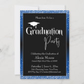 Invitation Graduation Party Blue Ombre Confetti (Devant)