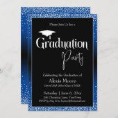 Invitation Graduation Party Blue Ombre Confetti (Devant / Derrière)