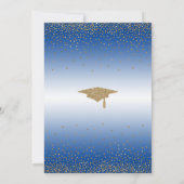 Invitation Graduation Party Blue Ombre Gold Confetti (Dos)