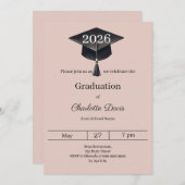 Invitation Graduation party blush pink class of 2026 (Devant / Derrière)