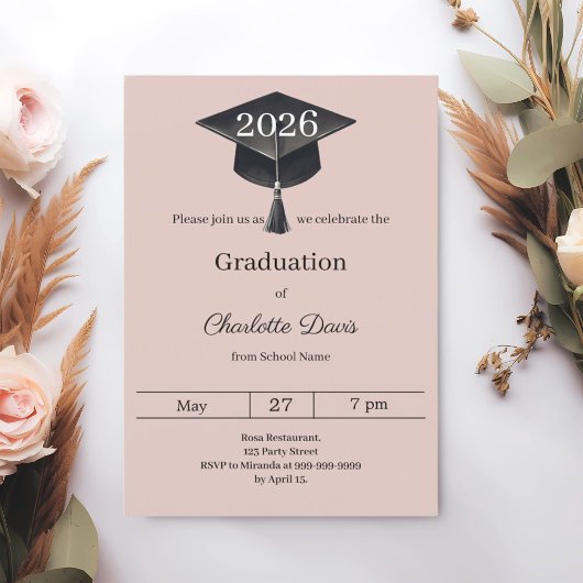 Invitation Graduation party blush pink class of 2026