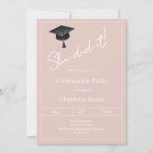 Invitation Graduation party blush pink neutral She did it (Devant)
