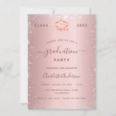 Invitation Graduation party blush rose argent 2023 (Devant)