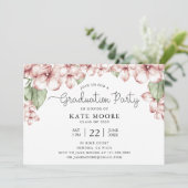 Invitation Graduation Party Blush rose floral botanique (Debout devant)