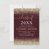 Invitation Graduation Party Bourgogne Gold Class de 2022 (Devant)