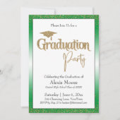 Invitation Graduation Party Bright Green Ombre Gold Confetti (Devant)