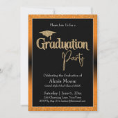 Invitation Graduation Party Bright Orange Ombre Confetti (Devant)