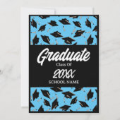 Invitation Graduation Party Casquettes noirs dans l'air bleu  (Dos)