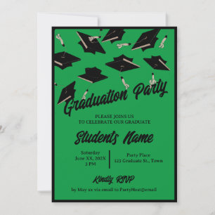 Invitation Graduation Party Casquettes noirs en l'air sur le 
