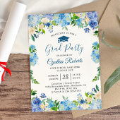 Invitation Graduation Party Chic Blue Hydrangeas Floral