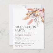 Invitation Graduation Party Chic Boho Floral Pampas Grass (Devant)