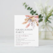 Invitation Graduation Party Chic Boho Floral Pampas Grass (Debout devant)