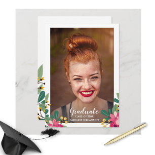 Invitation Graduation Party Chic Floral Graduate Photo