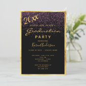 Invitation Graduation party chic noir confetti or 2025 (Debout devant)