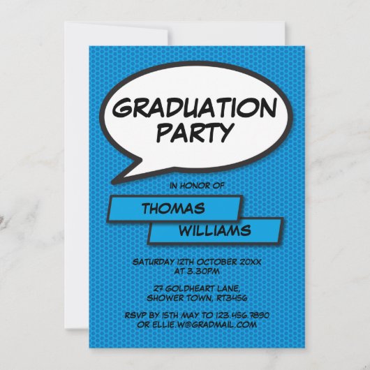 Invitation Graduation Party Class of 2022 Modern Blue (Devant)