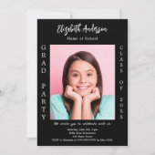 Invitation Graduation party classe photo noir blanc de 2025 (Devant)