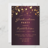 Invitation Graduation party de Bourgogne or stars 2025 luxe (Devant)