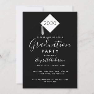 Invitation Graduation party dessus noir blanc