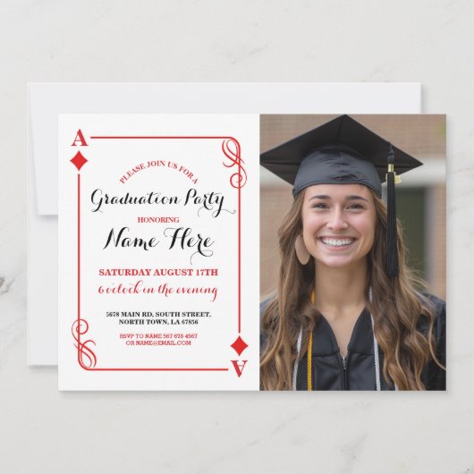 Invitation Graduation Party Diamond Playing Card Vegas Photo (Devant)