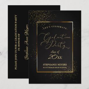 Invitation Graduation Party Elegant Black and Gold Parties sc