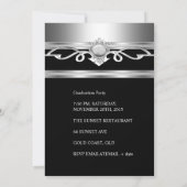 Invitation Graduation Party Elégant Black Silver Metal (Dos)
