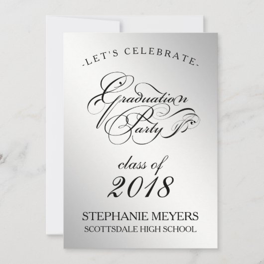 Invitation Graduation Party Elégant Silver Graduate Script (Devant)