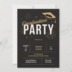 Invitation Graduation Party en or et noir