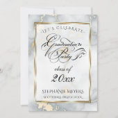 Invitation Graduation Party Faux Marbre Italien Or (Devant)