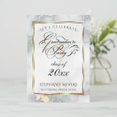 Invitation Graduation Party Faux Marbre Italien Or (Debout devant)