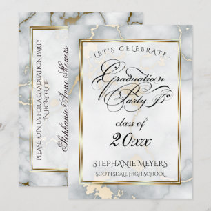 Invitation Graduation Party Faux Marbre Italien Or