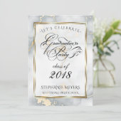Invitation Graduation Party Faux Marbre Italien Or (Debout devant)