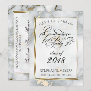 Invitation Graduation Party Faux Marbre Italien Or
