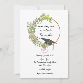 Invitation Graduation Party Floral Design avec personnalisati