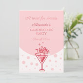 Invitation Graduation Party Girly Bubble en rose (Debout devant)