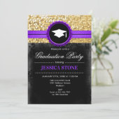Invitation Graduation Party - Gold Black Purple (Debout devant)