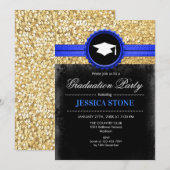 Invitation Graduation Party - Gold Black Royal Blue (Devant / Derrière)