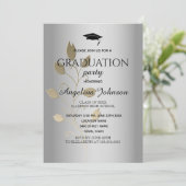 Invitation Graduation Party Gold et Silver Elegant (Debout devant)