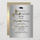 Invitation Graduation Party Gold et Silver Elegant (Devant / Derrière)