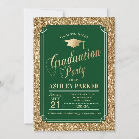 Invitation Graduation Party - Gold Green (Devant)