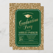 Invitation Graduation Party - Gold Green (Devant / Derrière)