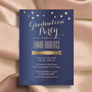 Invitation Graduation Party Gold moderne Confetti Élégant