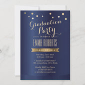 Invitation Graduation Party Gold moderne Confetti Élégant (Devant)
