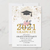 Invitation Graduation Party Gold Rose Classe De 2021 (Devant)