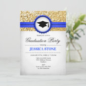 Invitation Graduation Party - Gold Royal Blue White (Debout devant)