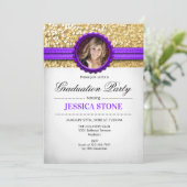 Invitation Graduation Party - Gold White Purple - Photo (Debout devant)
